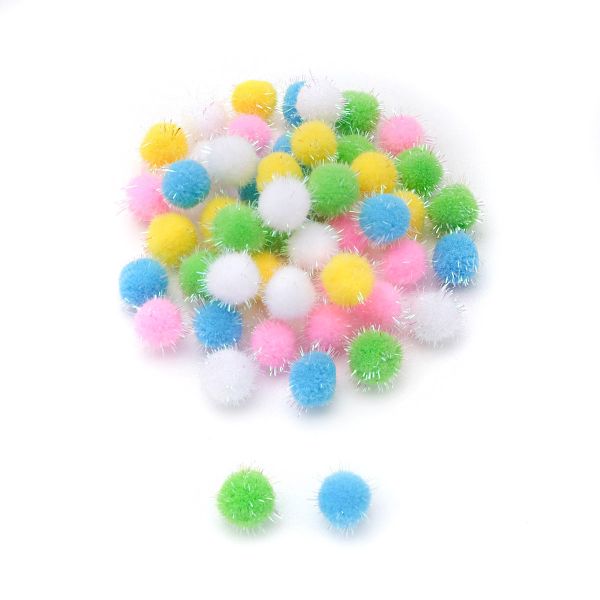 Помпоны с блестками Пастель ⌀15мм, 5 цветов, 50 шт, Astra&Craft