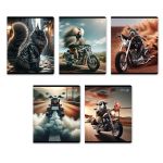 Тетрадь ученическая общая, глянцевая ламинация A5 48 л. на скобе 65 г/м², белизна 100% 10 шт клетка, 01505 Это кто на мотоцикле?, Светоч Т71