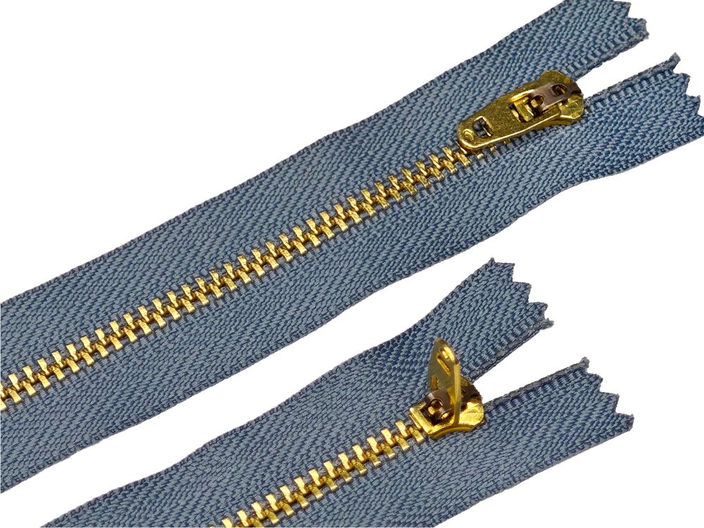 Молния металл (цв.SBS) джинсовая Т4 (4 мм) 1 зам., н/раз., 18 см, S-311 серо-голубой (звено: золото), уп.100 шт