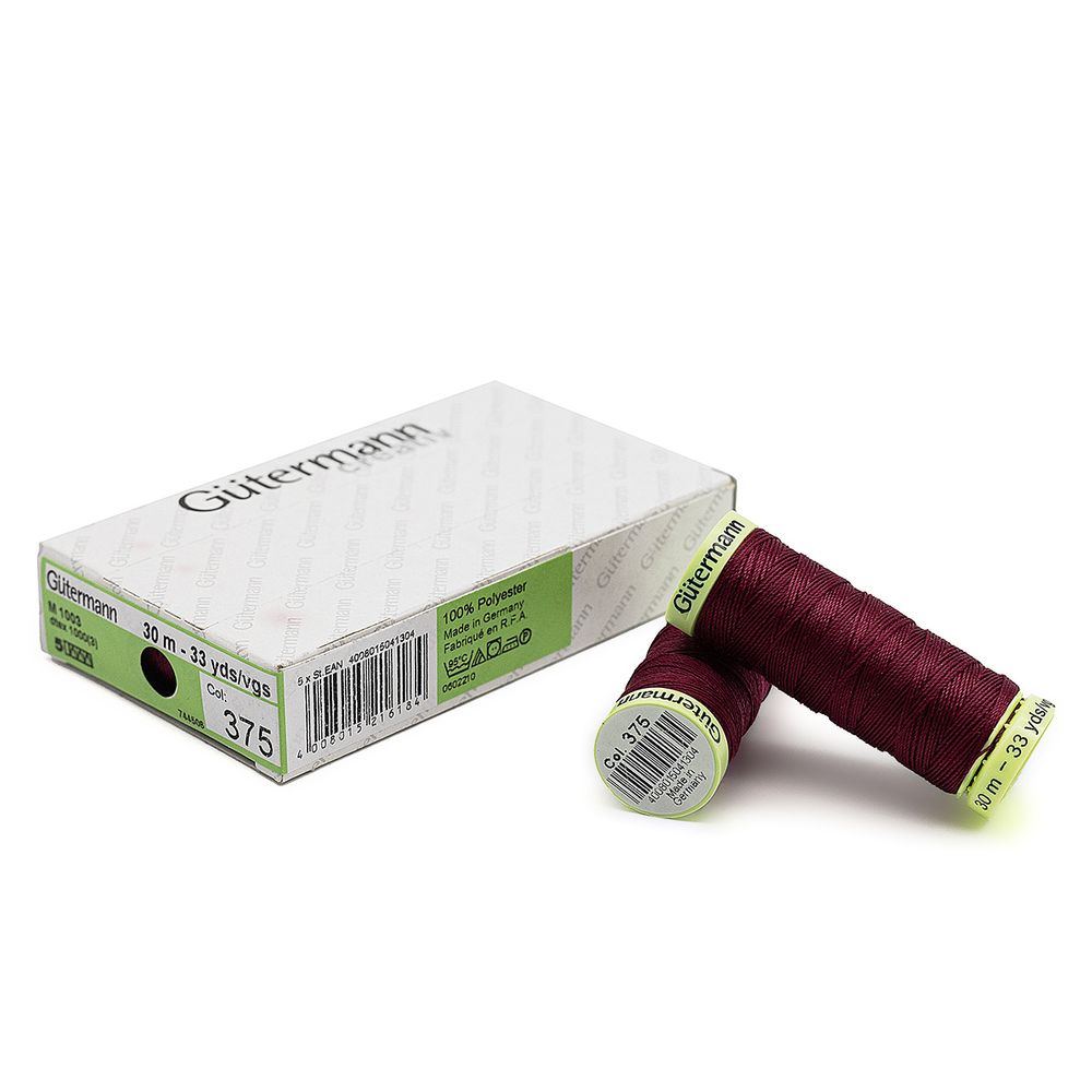Нитки отделочные Gutermann Top Stitch, 30м, 375 красная слива, 5 катушек