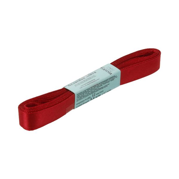 Лента атласная 1-сторонняя 12.0 мм / 10 шт по 5.4 метра, №033 вишневый, Gamma AL-12P