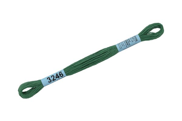 Мулине Gamma 100% хлопок, цв.3246 зеленый, 24 мотка по 8 метров