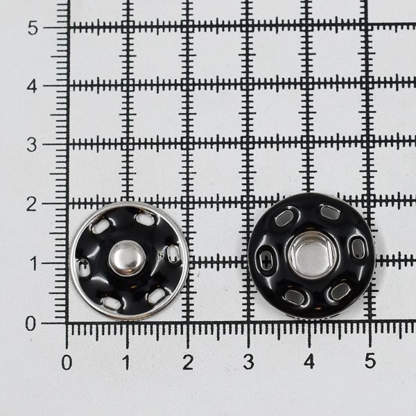 Кнопка пришивная металл ⌀21.0 мм, никель / черный, 10 шт, КПР6