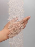 Кружево шантильи (реснички) 80 мм / 3 метра, TBY.75231, серебристый пион