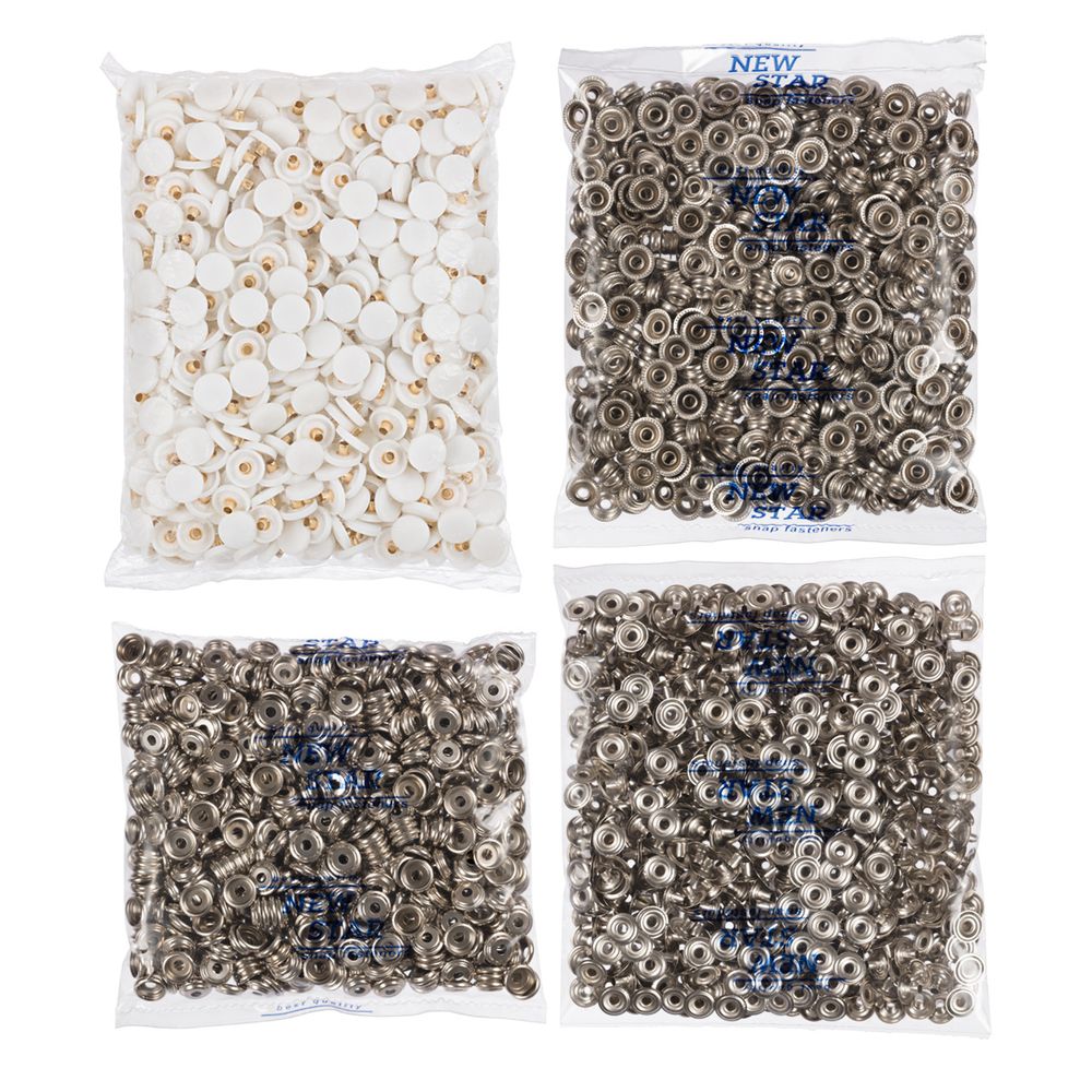 Кнопка Альфа (S-образная) ⌀15.0 мм, 720±20 шт, с пласт. верхом, пластик/нерж., белый, Gamma