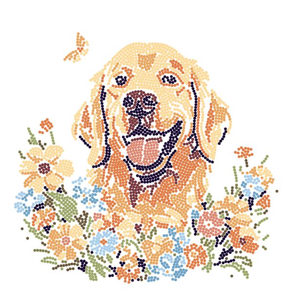 Алмазная (кристальная) мозаика Фрея ALBP-259, постер Собачка в цветах, 30х30 см