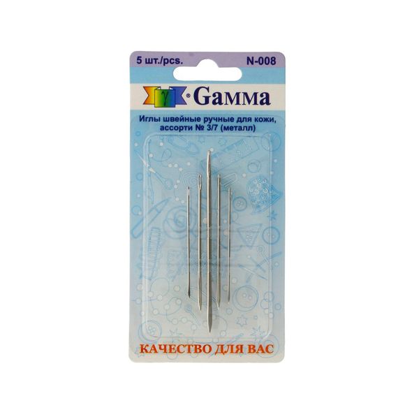 Иглы ручные для кожи №3-7, 5 шт, P, Gamma N-008