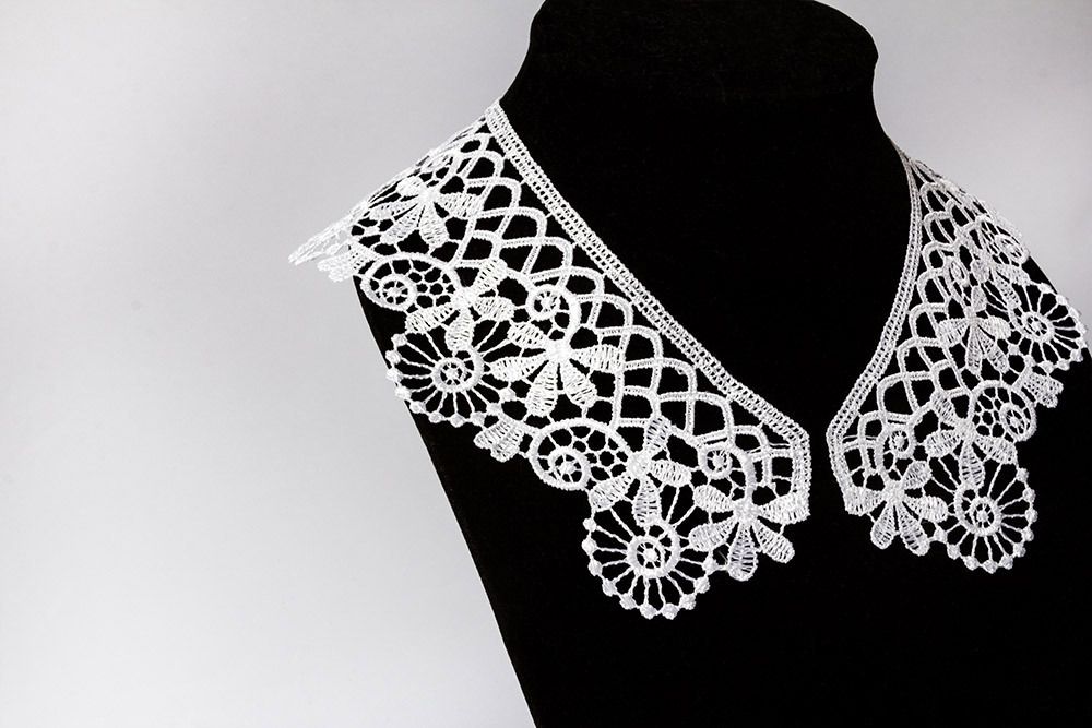 Пришивной кружевной воротник гипюр 6.5 см, 5 пар Турция, белый, Gamma VGM-65-04