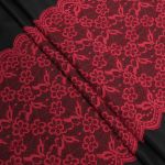 Кружево бельевое эластичное 400 мм / 3.4 метра, цвет красный