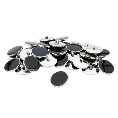 Пуговицы на ножке 40L (25мм), пластик (Black/S черный с серебром), RBz-94, 36 шт
