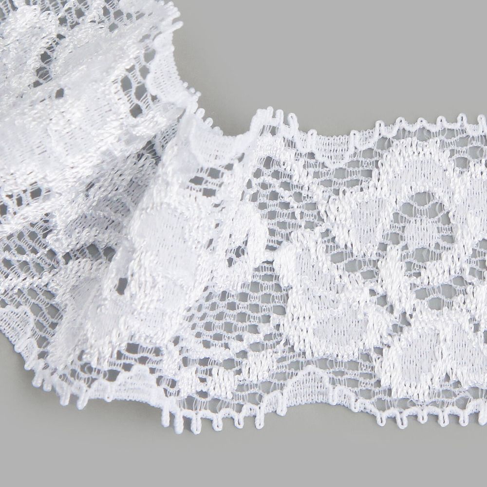 Кружево эластичное (стрейч) 35 мм, 25 м, белый