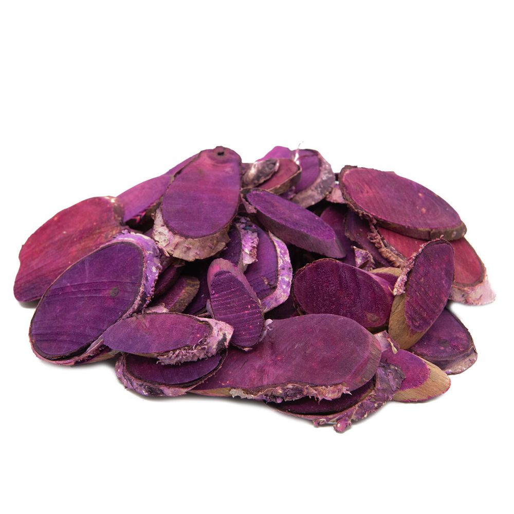 Спилы овальные для декора, длина 4-8 см, толщина 0,7см, 250г (фиолетовый), YW081