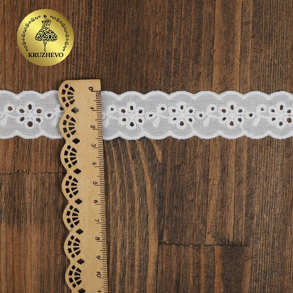 Кружево шитьё хлопок Kruzhevo 25 мм, TBY.0162, 01 белый, 13.71м