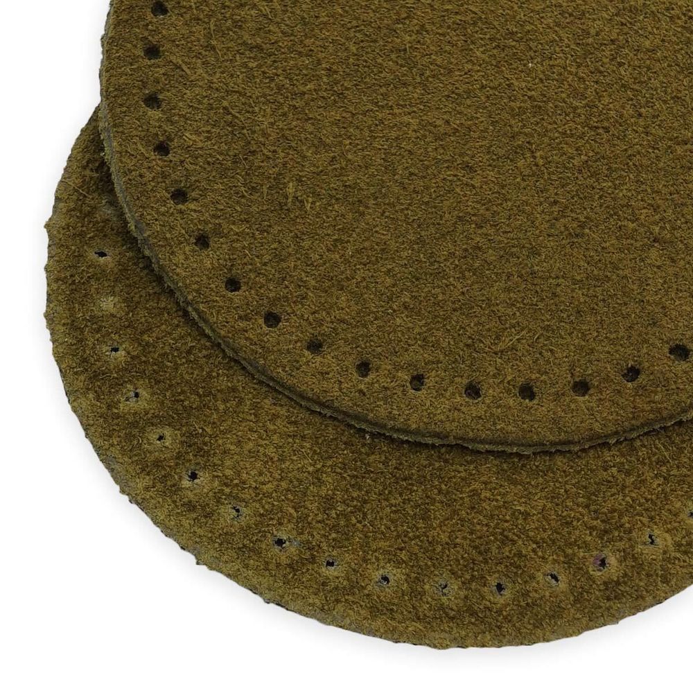 Заплатки пришивные из замши, круг ⌀6см с перфорацией, 2 шт, 100% кожа, 33 хаки, 59111