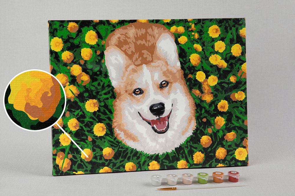 Картина по номерам Фрея, Радостный корги, 40х30 см