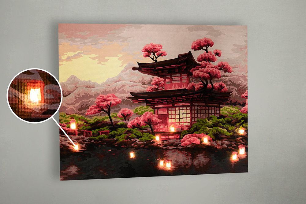 Картина по номерам Фрея, со светодиодами День цветения сакуры, 50х40 см