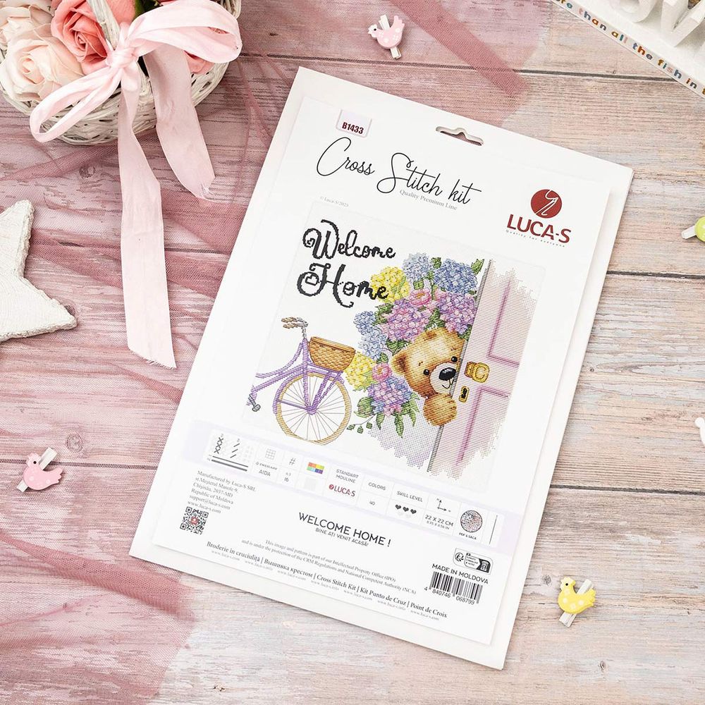 Набор для вышивания нитками Luca-S B1433, Добро пожаловать домой!, 22х22см