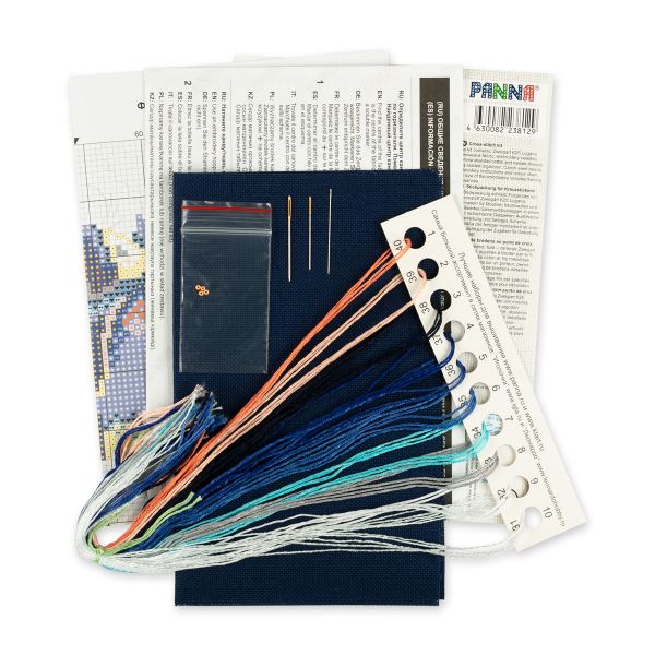 Набор для вышивания нитками Panna, Фантазийные жуки. Сапфир и физалис, 12.5х9 см