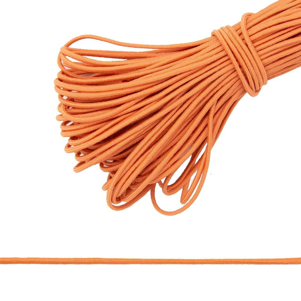 Резинка шляпная (шнур эластичный) 2.0 мм / 30 метров, оранжевый
