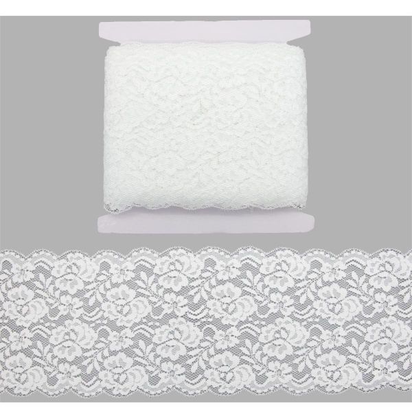 Кружево бельевое эластичное 150 мм / 15 м, белый