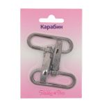 Карабин металл 40 мм (48х52 мм), 2 шт, Hobby&Pro, чер.никель