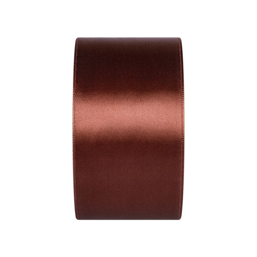 Лента атласная 1-сторонняя 50.0 мм / 33±2 метра, №100 т.коричневый, в термоплёнке, Gamma