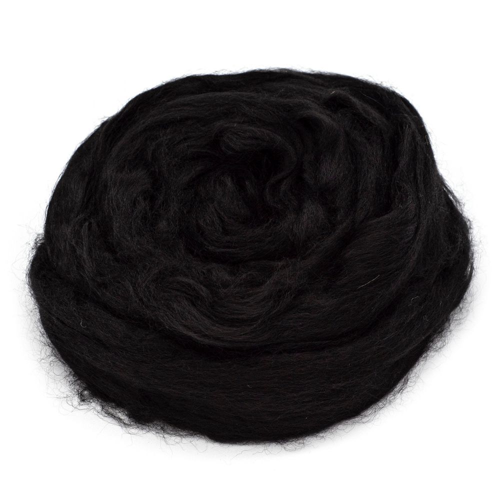 Шерсть для валяния вискоза Троицкая, 1х50 г (19-20 мкр), 02 черный