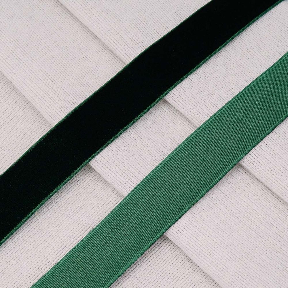 Лента бархатная (тесьма) 20.0 мм / 32.9±2 метров, 0081-1901, 165 темно-зеленый