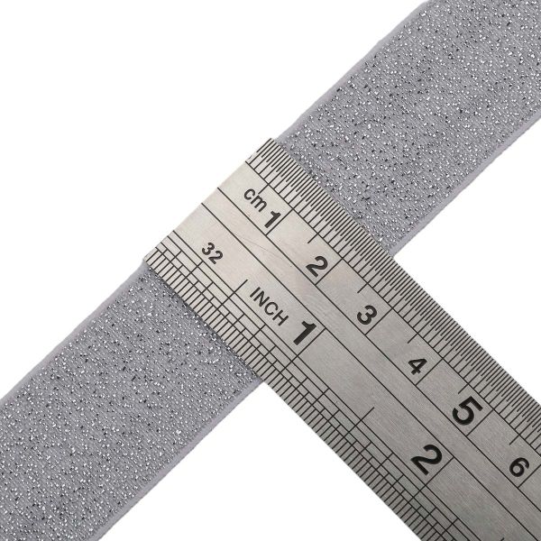 Резинка декоративная металлик 24.0 мм / 25 метров, белый/серебро, S090300