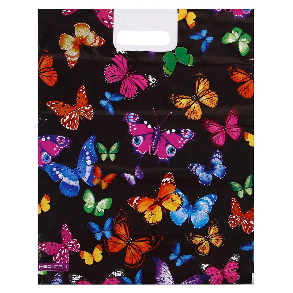 Пакет полиэтиленовый Бабочки, с вырубной ручкой, 38х47 см, 60 мкм, 25 штак, 5221720