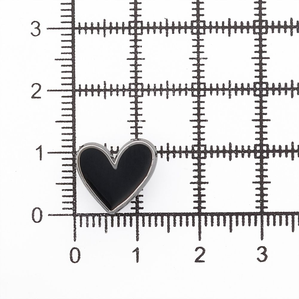 Пуговицы на ножке фигурная Сердце 20L (13мм), металл (Black/S (черный/серебро)), MEs-2012, 36 шт