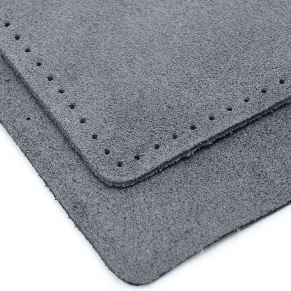 Заплатки пришивные из замши, прямоугольник 8х12,7см с перфорацией, 2 шт, 100% кожа, 26 серый, 59123