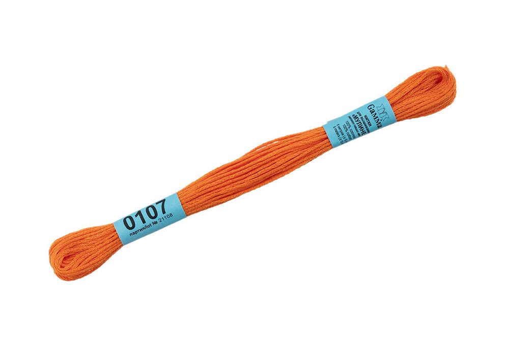 Мулине Gamma 100% хлопок, цв.0107 оранжевый, 24 мотка по 8 метров