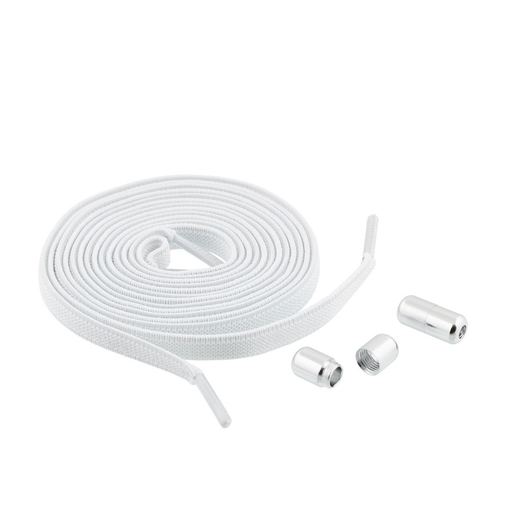 Шнурки эластичные с застежкой №3 Белый-серебро, Gamma GBG-06