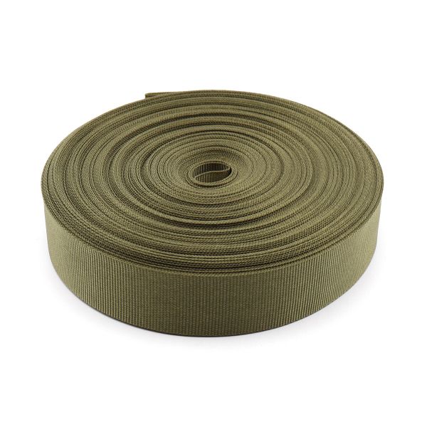 Стропа (ременная лента) 25 мм / 25 метров, толщ. 0.5 мм, [7.2 г/пог.м], 100% нейлон, хаки