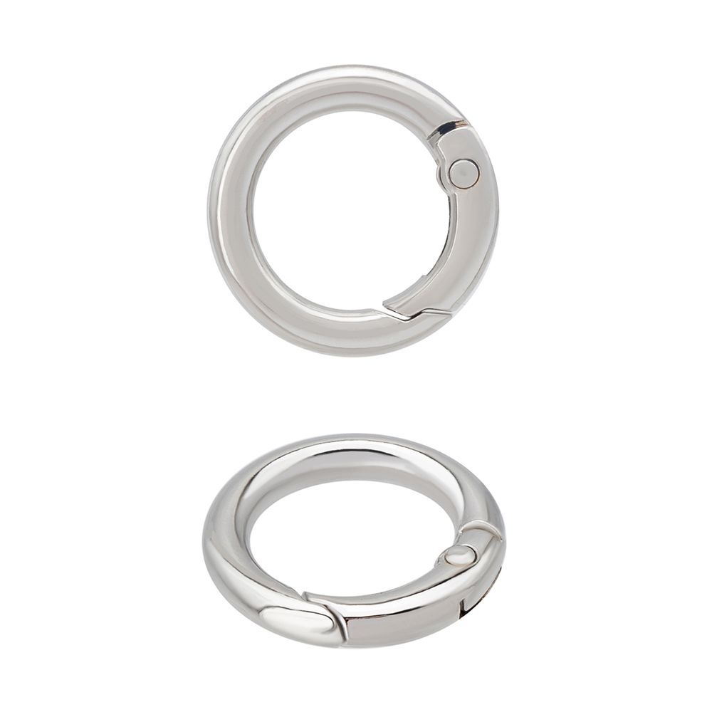 Карабин металл кольцо ⌀15 мм (25х25 мм), никель, 10 шт