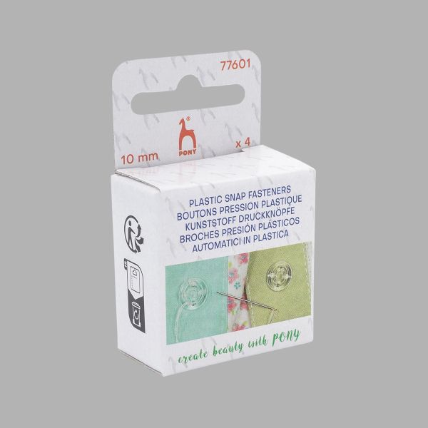 Кнопки пришивные пластик 10 мм прозрачный, 4 шт, Pony, 77601
