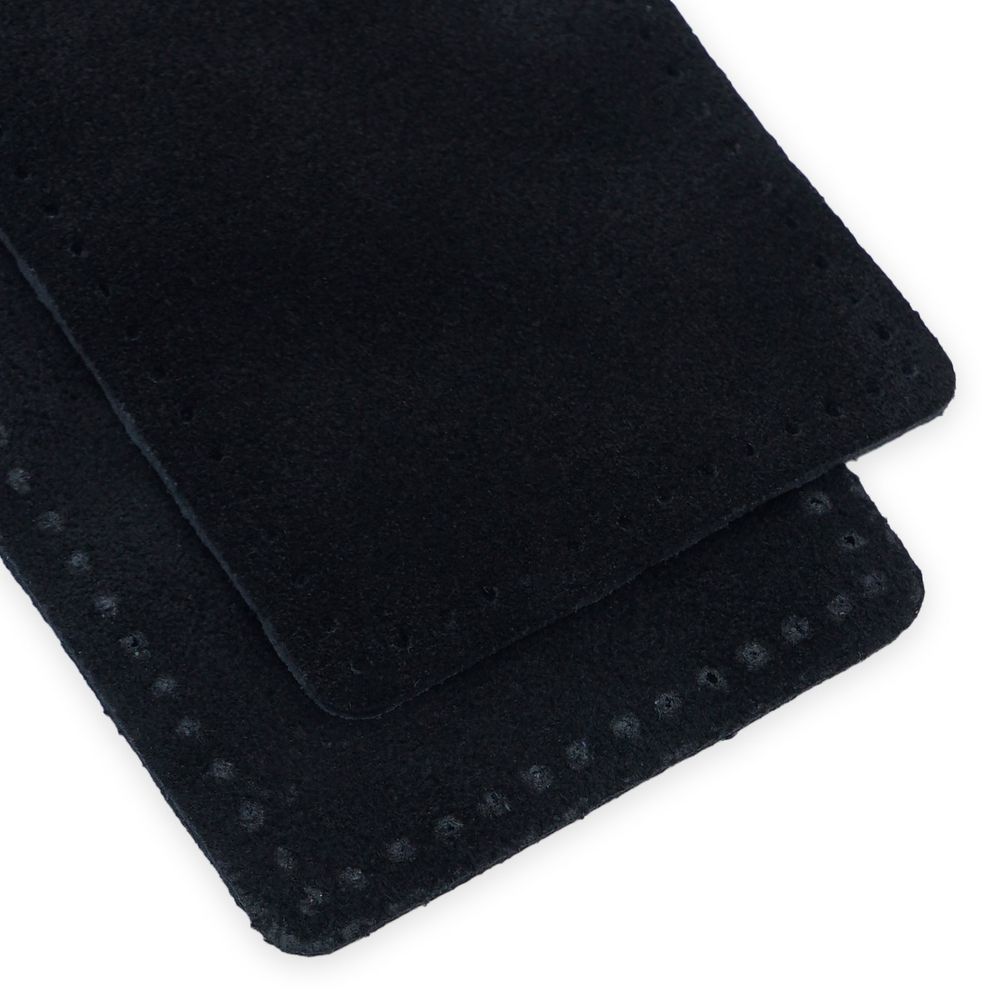 Заплатки пришивные из замши, прямоугольник 6х9,6см с перфорацией, 2 шт, 100% кожа, 20 черный, 59113