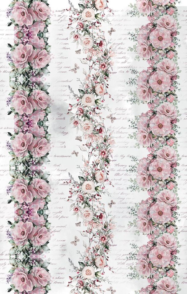 Бумага рисовая 32х22 см, 0117 Цветочные бордюры, Love2art KPR/R