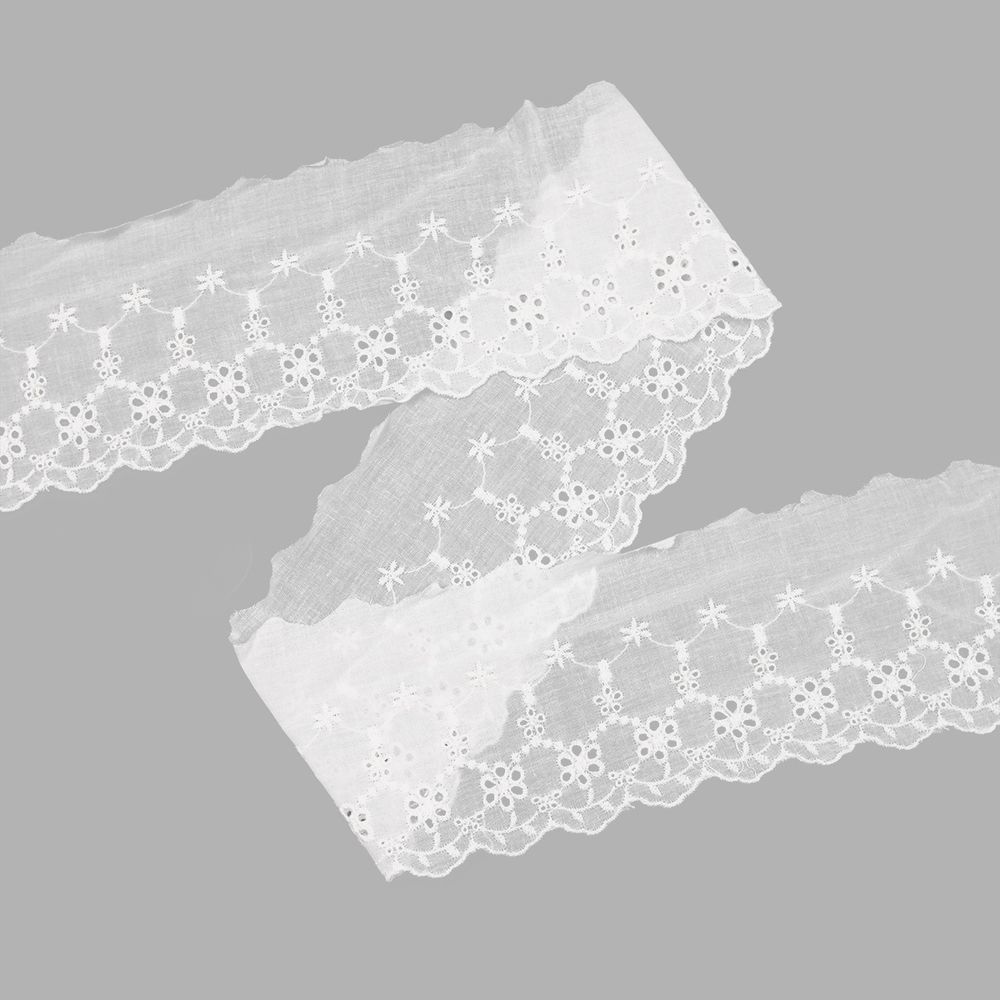 Кружево шитьё х/б 90 мм / 3.4 метра, цвет белоснежный