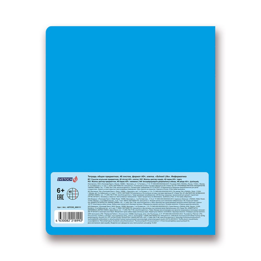 Тетрадь предметная School Life A5+ 40 л. на скобе, 10 шт, клетка, Информатика 40ТСК5 000111, Светоч