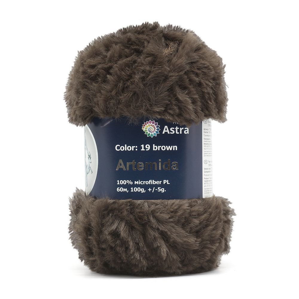 Пряжа Astra Premium (Астра Премиум) Артемида / уп.3 мот. по 100 г, 60 м, 19 шоколад