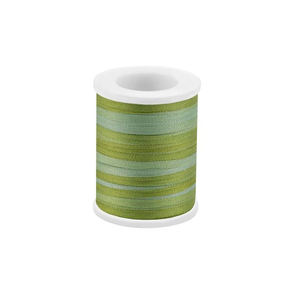 Лента (тесьма) шелковая 2.0 мм / 45.5±0.5 метров, M041 зеленый/салатовый, Gamma SRM-2