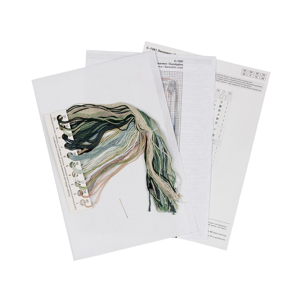 Набор для вышивания нитками Panna, Эвкалипт, 21х30 см