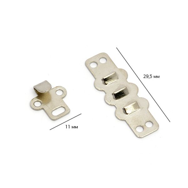 Крючки брючные (юбочные) пришивные 29.5х11 мм, (2 части) регулируемые, ВОС С-32, цв. никель уп. 500 шт