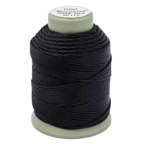 Нитки капроновые 500К, 50м, 115 черный, 9 катушек