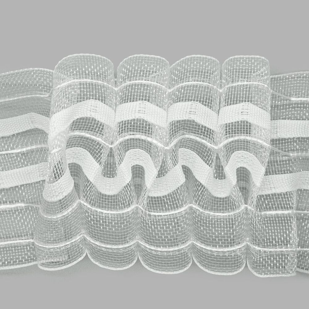 Лента (тесьма) шторная: сборка вафельная (1:2.5) 60 мм / 50 метров, (2 ряда петель, 4 шнура), прозрачный, C705M
