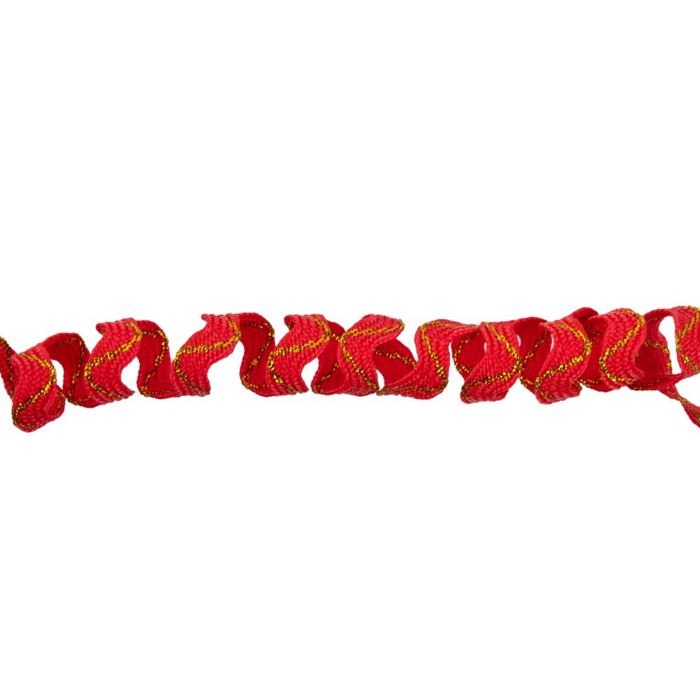 Тесьма отделочная зигзаг 9 мм, / 20 метров, коралловый(красный)/под золото, Blitz