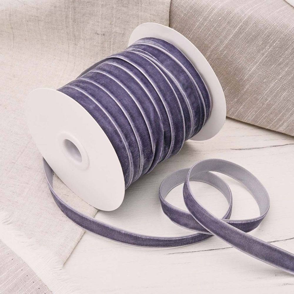 Лента бархатная (тесьма) 12.0 мм / 32.9±2 метров, 0081-1211, 189 серо-голубой