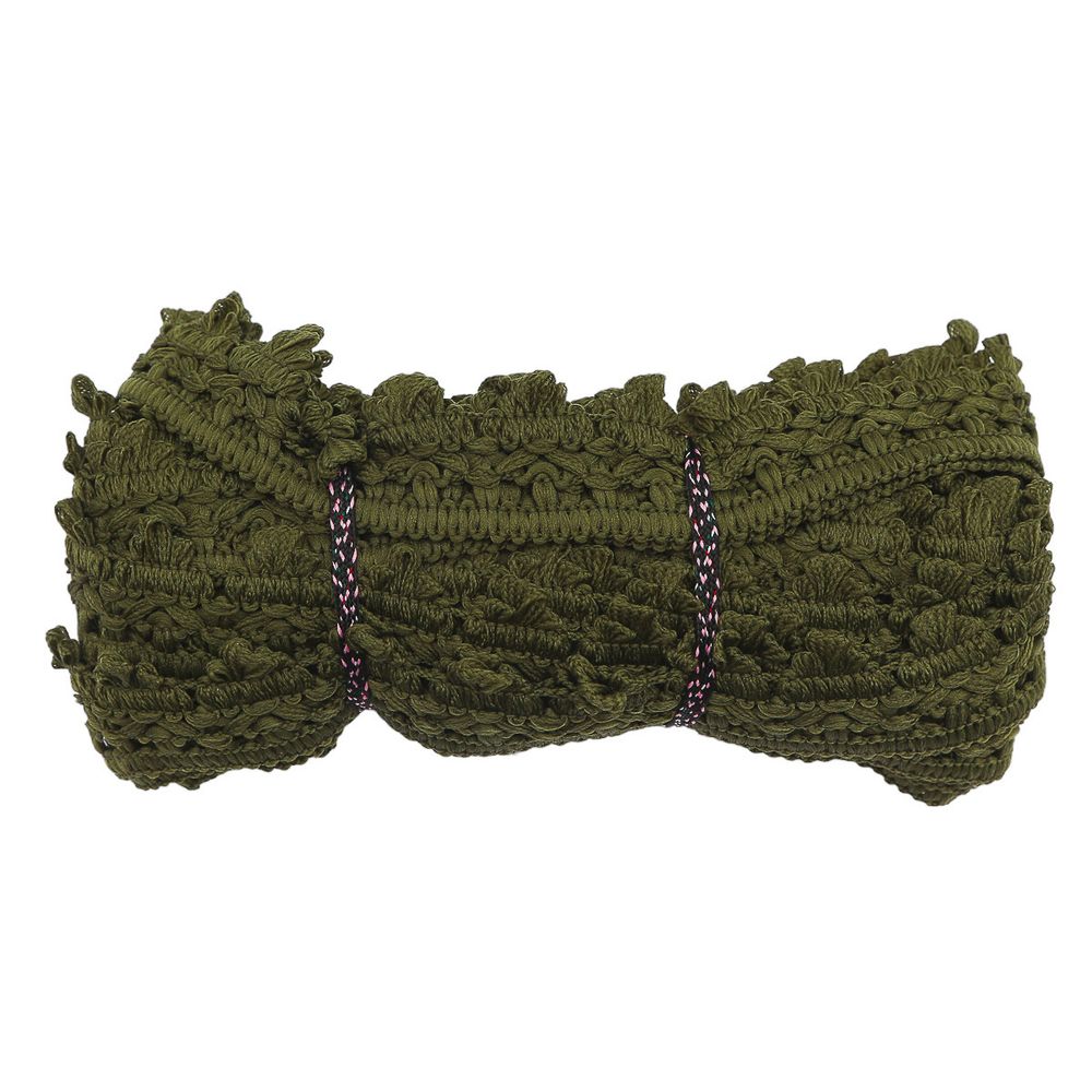 Тесьма отделочная вязаная 32 мм, 10 м, олива